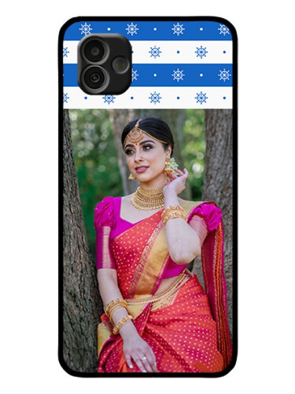 Custom Samsung Galaxy A04 Photo Printing on Glass Case - Snow Pattern Design