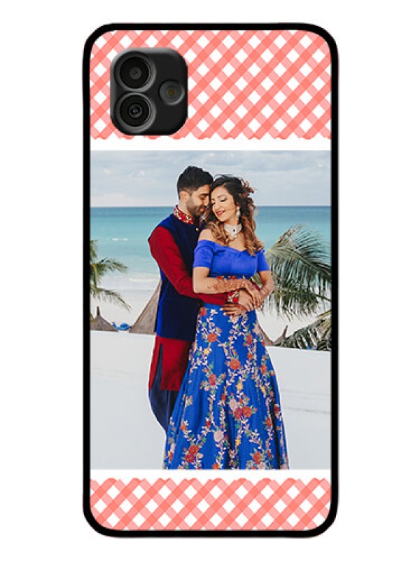 Custom Samsung Galaxy A04 Personalized Glass Phone Case - Pink Pattern Design