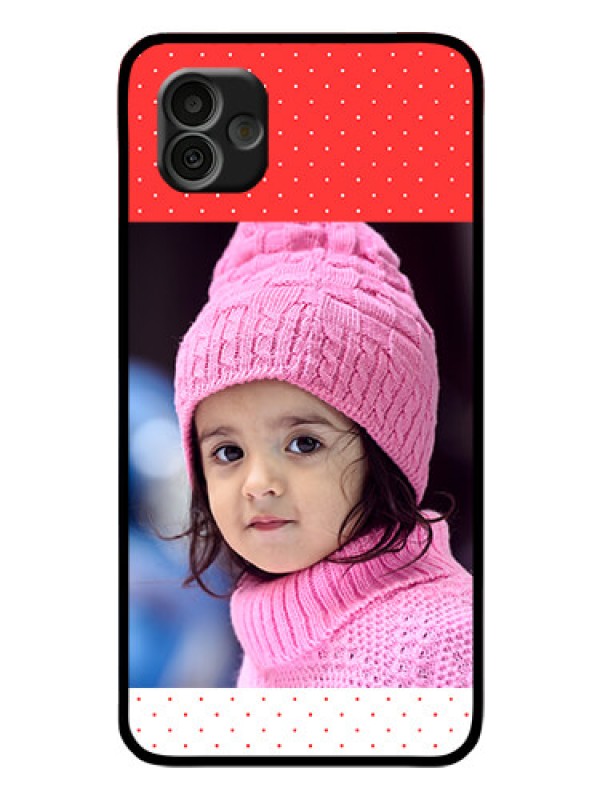 Custom Samsung Galaxy A04 Photo Printing on Glass Case - Red Pattern Design