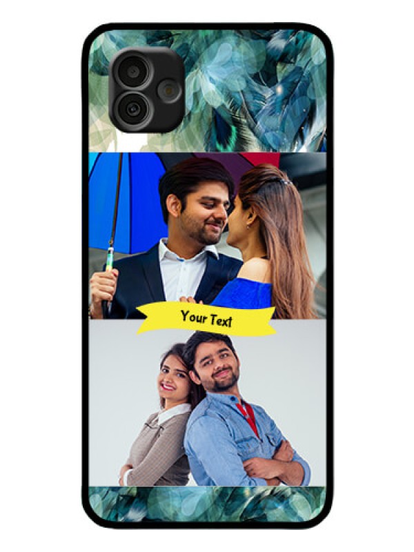 Custom Samsung Galaxy A04 Personalized Glass Phone Case - Image with Boho Peacock Feather Design