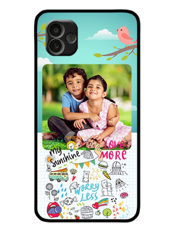 Custom Samsung Galaxy A04 Photo Printing on Glass Case - Doodle love Design