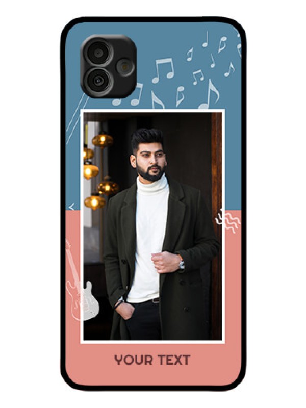 Custom Samsung Galaxy A04 Photo Printing on Glass Case - with Color Musical Note Design