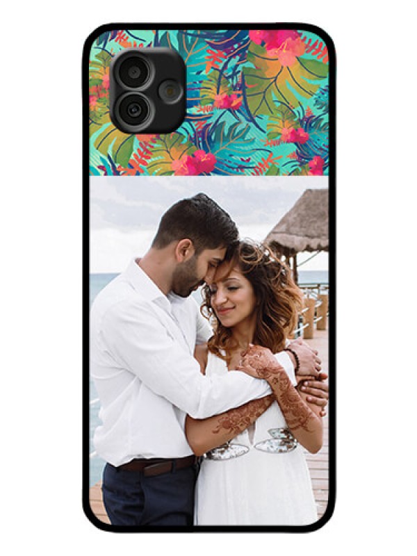Custom Samsung Galaxy A04 Photo Printing on Glass Case - Watercolor Floral Design