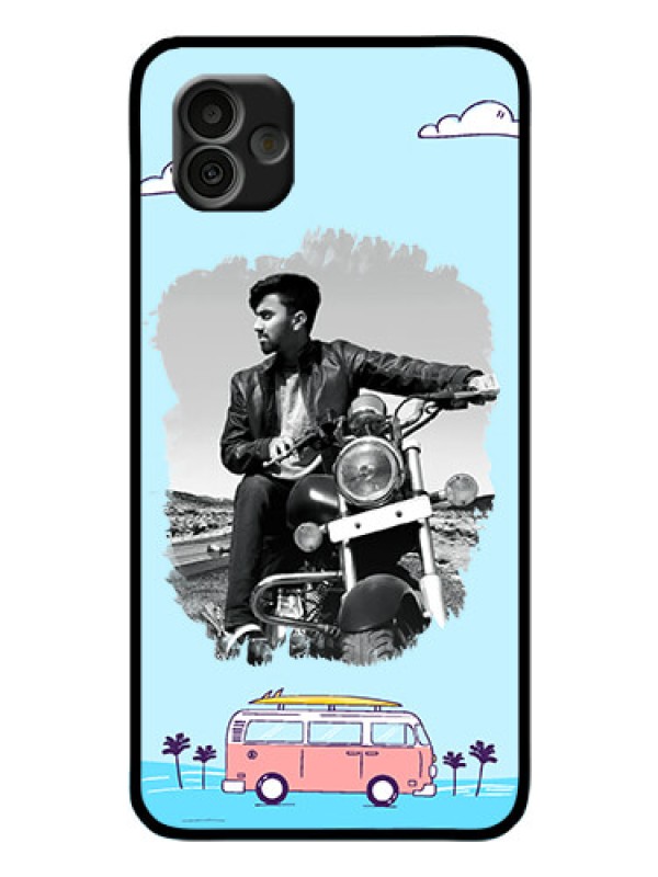 Custom Samsung Galaxy A04 Photo Printing on Glass Case - Travel & Adventure Design