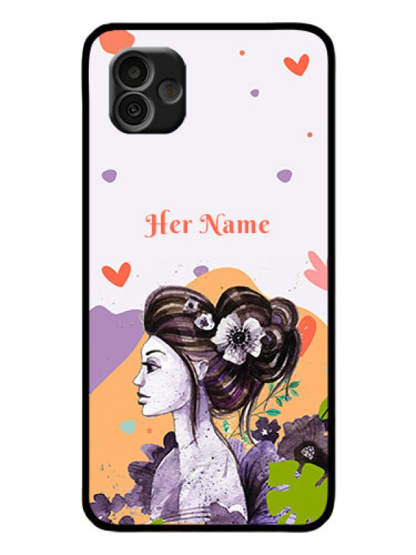 Custom Galaxy A04 Personalized Glass Phone Case - Woman And Nature Design
