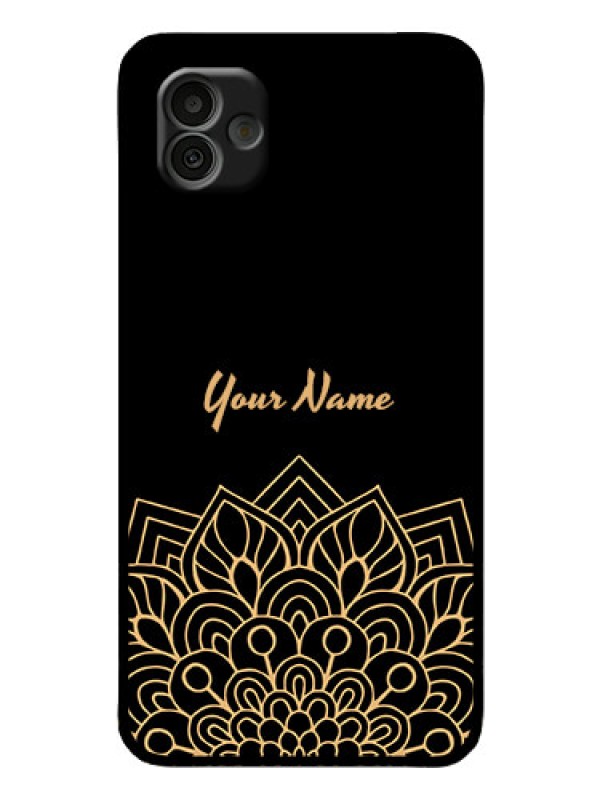 Custom Galaxy A04 Custom Glass Phone Case - Golden mandala Design