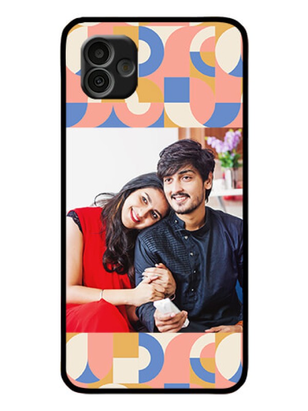 Custom Galaxy A04 Photo Printing on Glass Case - Semi-circle Maze Pattern Design