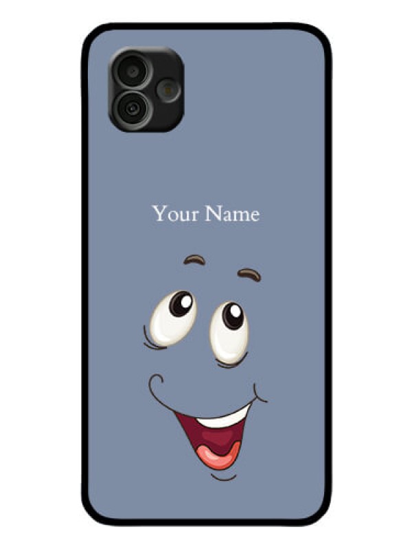 Custom Galaxy A04 Photo Printing on Glass Case - Laughing Cartoon Face Design