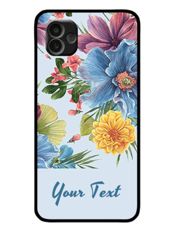 Custom Galaxy A04 Custom Glass Mobile Case - Stunning Watercolored Flowers Painting Design