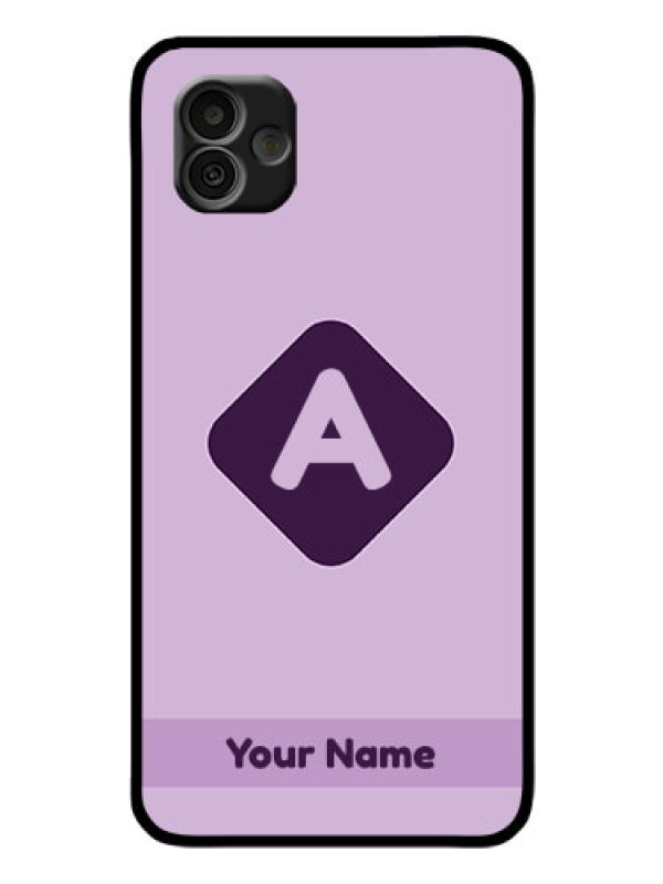 Custom Galaxy A04 Custom Glass Mobile Case - Custom Letter in curved badge Design
