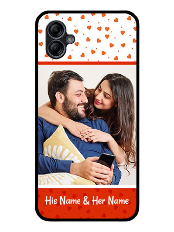 Custom Galaxy A04e Custom Glass Phone Case - Orange Love Symbol Design