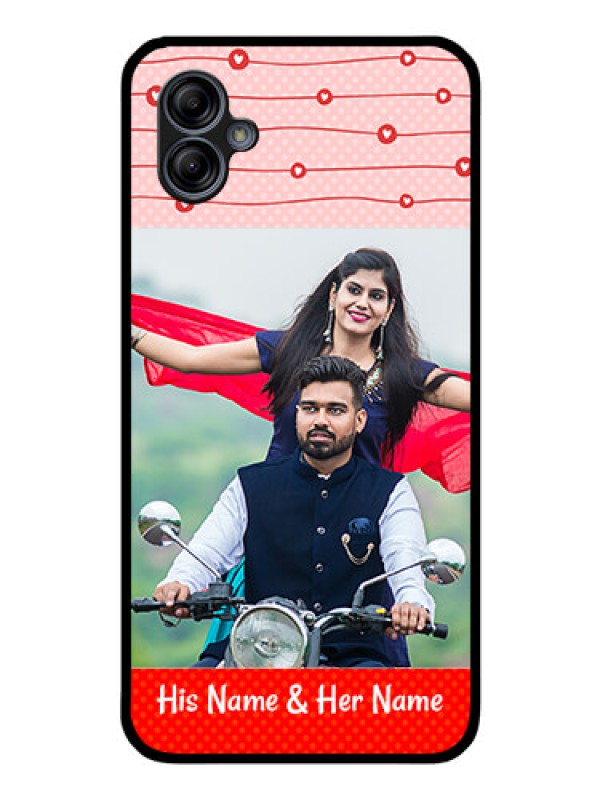 Custom Galaxy A04e Personalized Glass Phone Case - Red Pattern Case Design