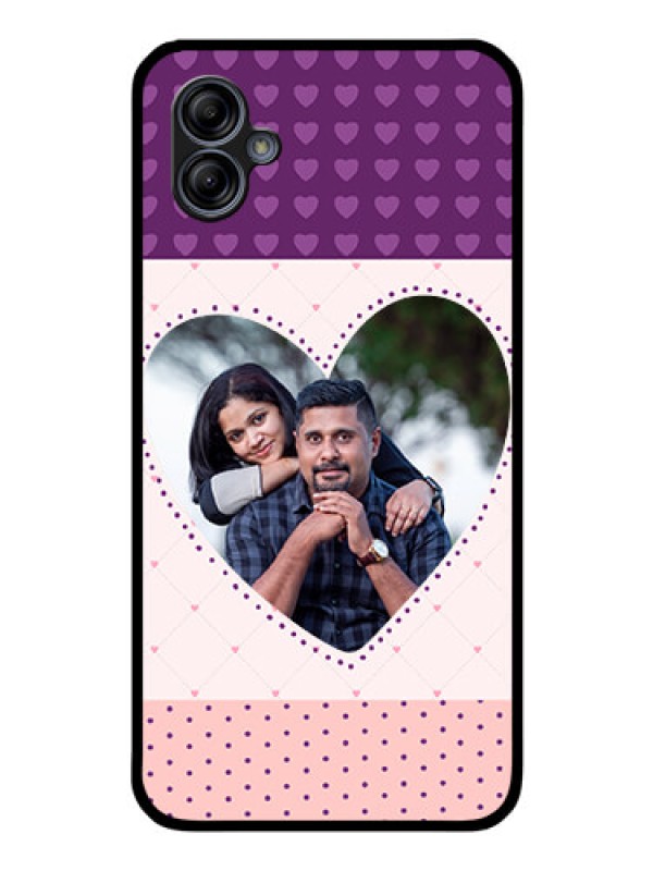Custom Galaxy A04e Custom Glass Phone Case - Violet Love Dots Design