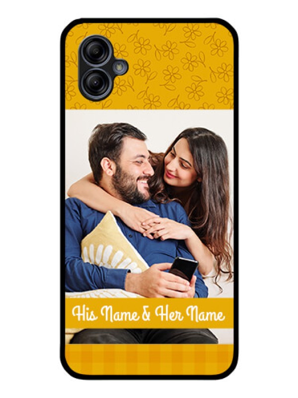 Custom Galaxy A04e Custom Glass Mobile Case - Yellow Floral Design