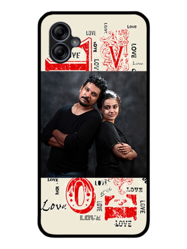 Custom Galaxy A04e Photo Printing on Glass Case - Trendy Love Design Case