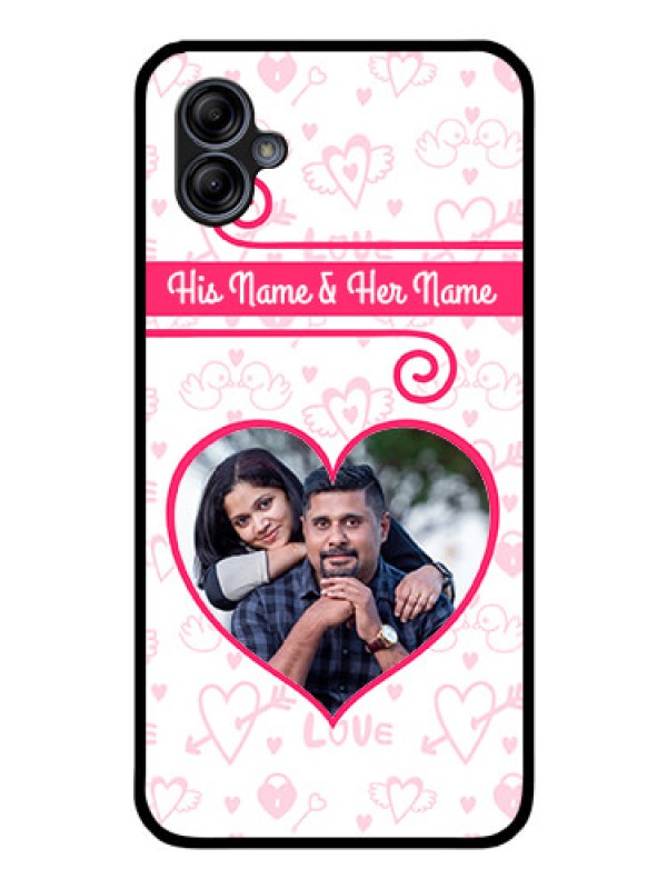 Custom Galaxy A04e Personalized Glass Phone Case - Heart Shape Love Design