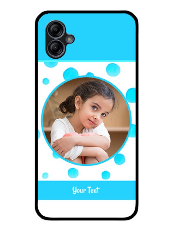 Custom Galaxy A04e Photo Printing on Glass Case - Blue Bubbles Pattern Design