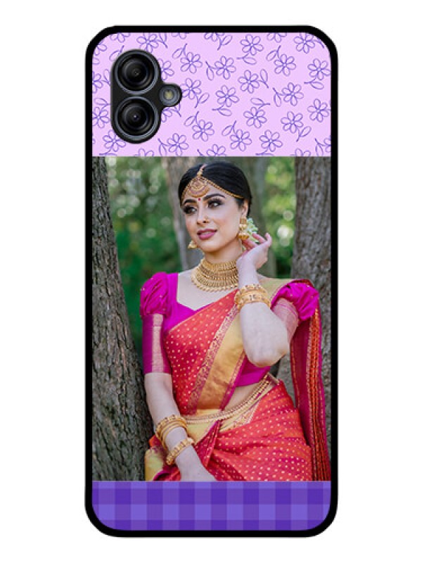 Custom Galaxy A04e Custom Glass Phone Case - Purple Floral Design