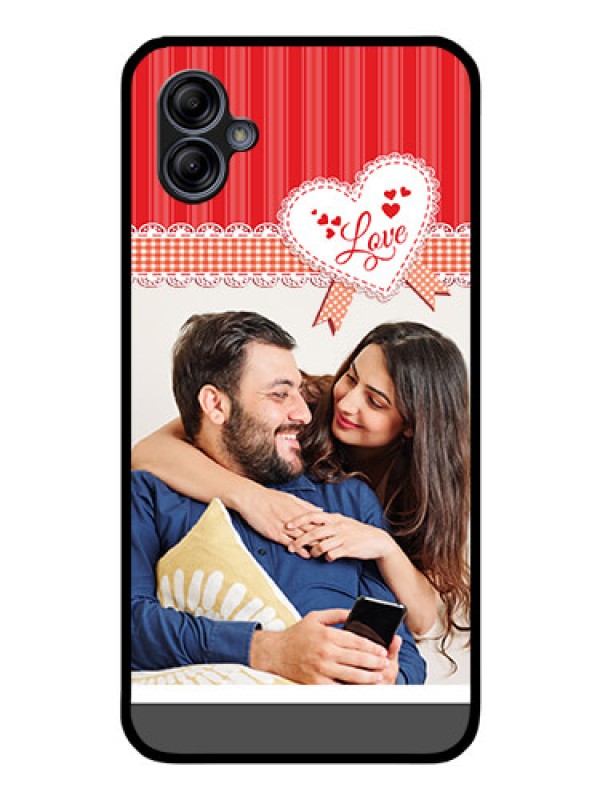 Custom Galaxy A04e Custom Glass Mobile Case - Red Love Pattern Design