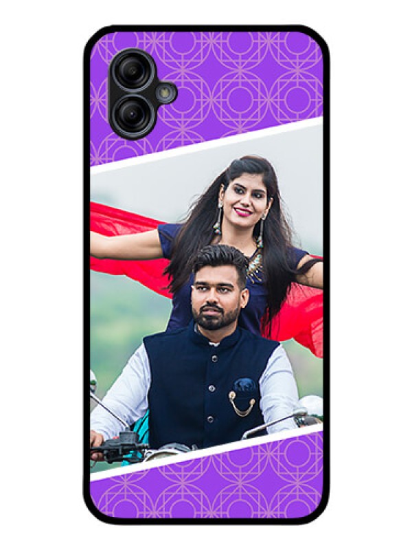 Custom Galaxy A04e Custom Glass Phone Case - Violet Pattern Design