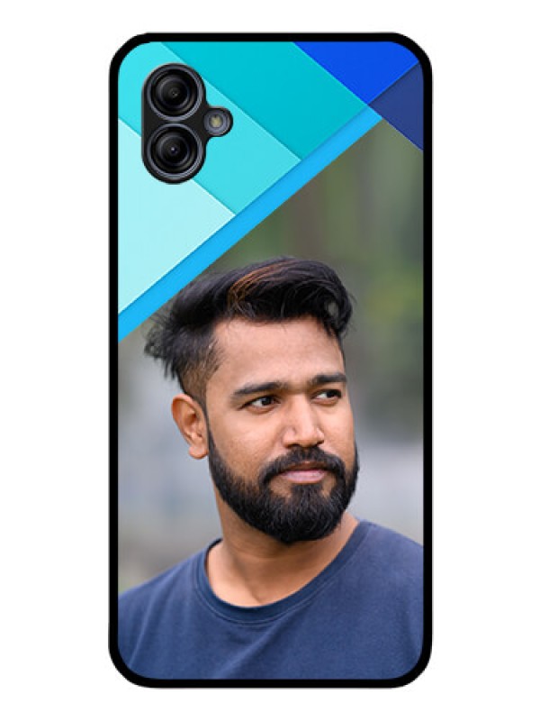 Custom Galaxy A04e Custom Glass Phone Case - Blue Pattern Design