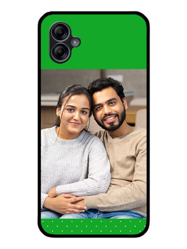 Custom Galaxy A04e Personalized Glass Phone Case - Green Pattern Design