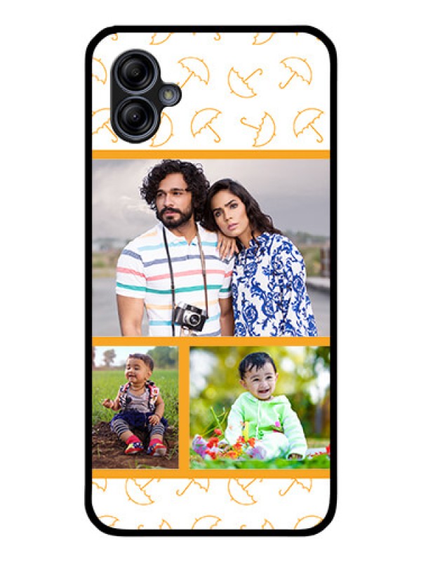 Custom Galaxy A04e Custom Glass Mobile Case - Yellow Pattern Design