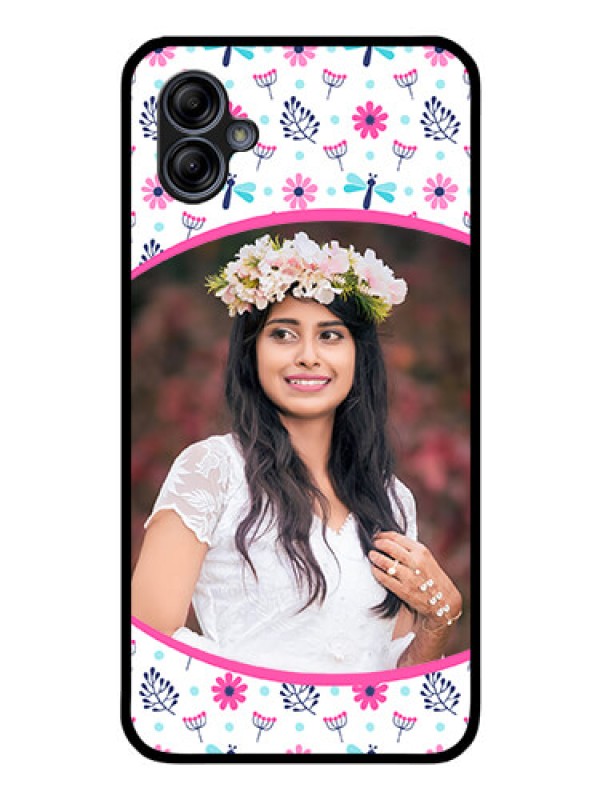 Custom Galaxy A04e Photo Printing on Glass Case - Colorful Flower Design