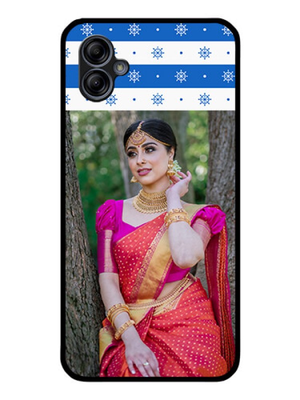 Custom Galaxy A04e Photo Printing on Glass Case - Snow Pattern Design