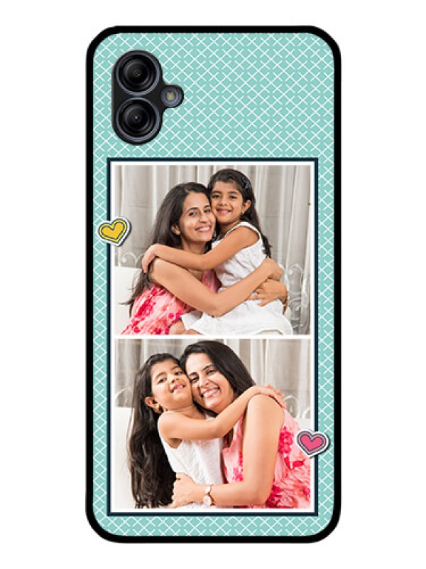 Custom Galaxy A04e Custom Glass Phone Case - 2 Image Holder with Pattern Design