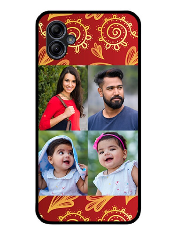 Custom Galaxy A04e Photo Printing on Glass Case - 4 Image Traditional Design
