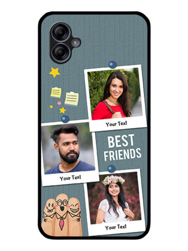 Custom Galaxy A04e Personalized Glass Phone Case - Sticky Frames and Friendship Design