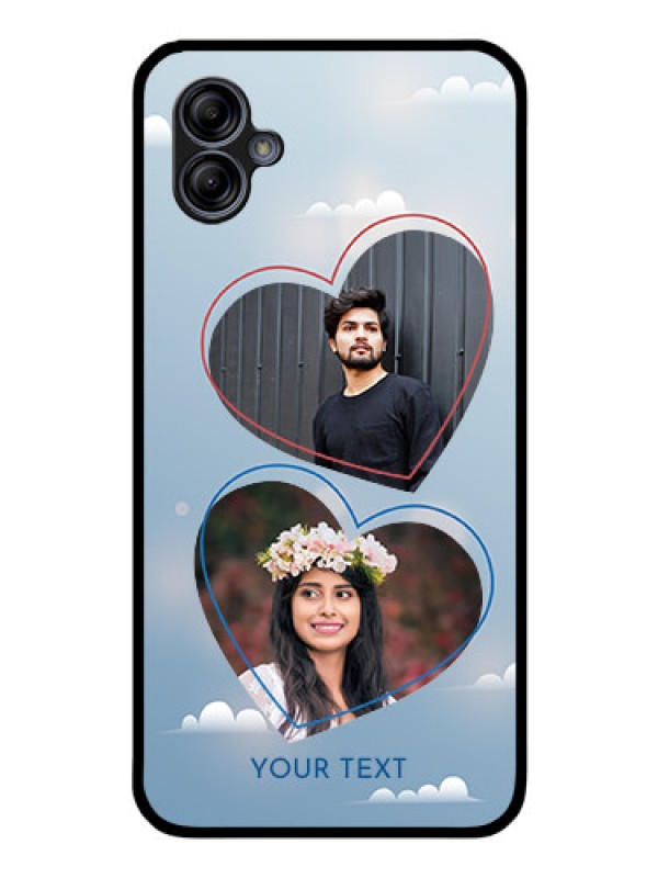 Custom Galaxy A04e Custom Glass Mobile Case - Blue Color Couple Design