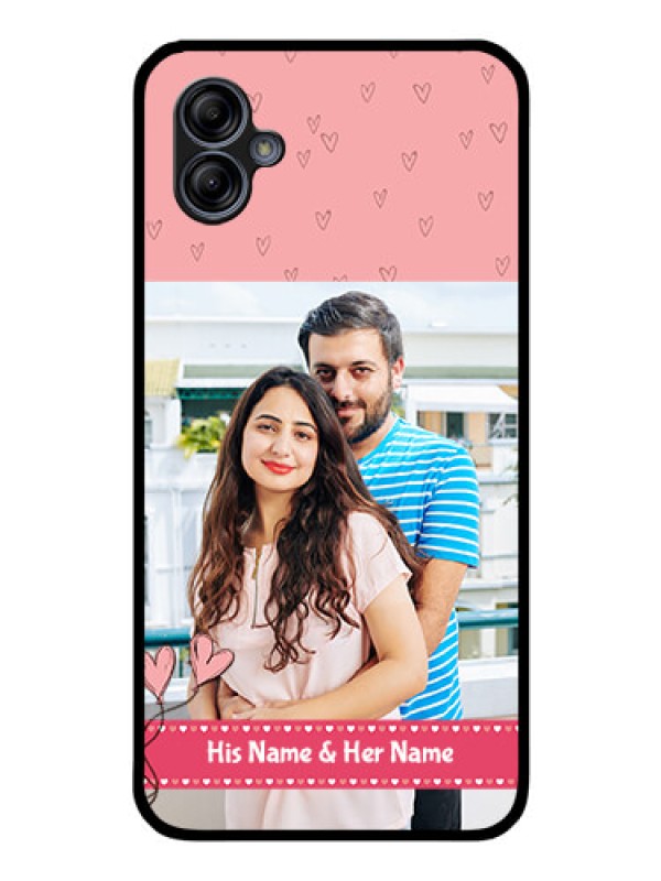 Custom Galaxy A04e Personalized Glass Phone Case - Love Design Peach Color