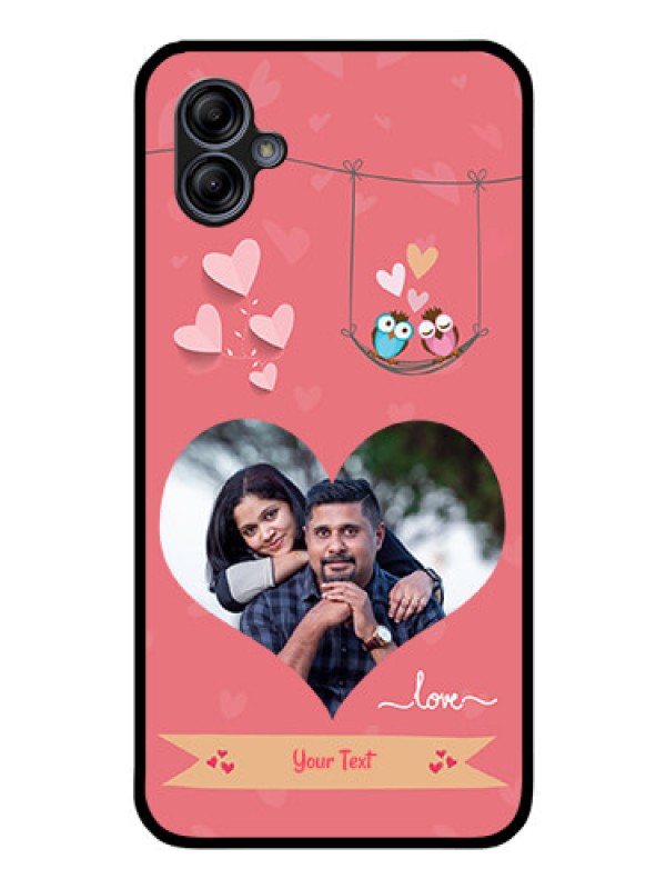 Custom Galaxy A04e Personalized Glass Phone Case - Peach Color Love Design