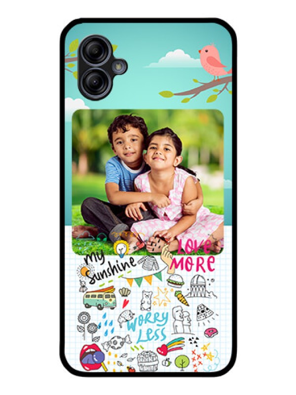 Custom Galaxy A04e Photo Printing on Glass Case - Doodle love Design
