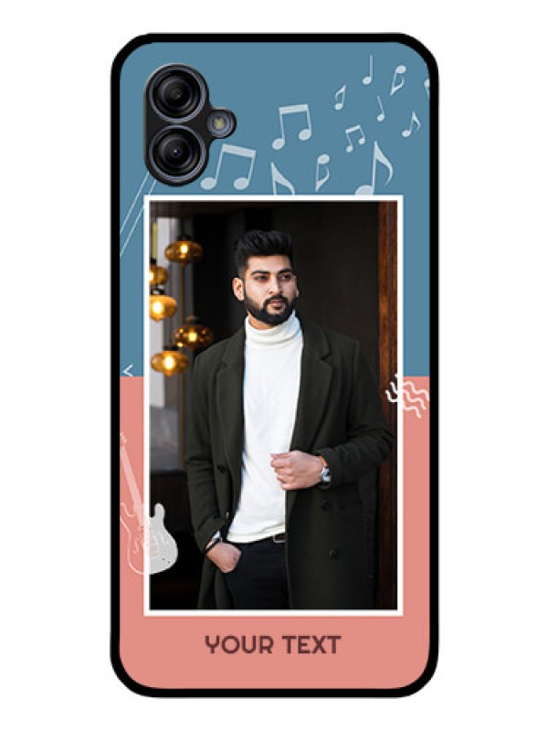 Custom Galaxy A04e Photo Printing on Glass Case - with Color Musical Note Design