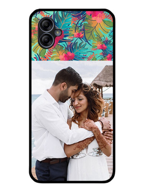 Custom Galaxy A04e Photo Printing on Glass Case - Watercolor Floral Design