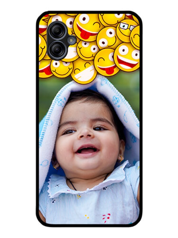 Custom Galaxy A04e Custom Glass Mobile Case - with Smiley Emoji Design