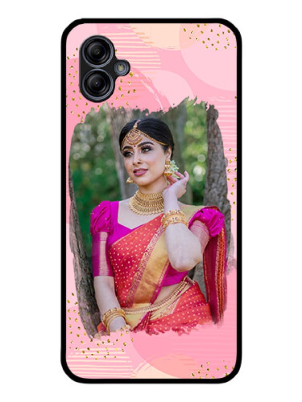 Custom Galaxy A04e Personalized Glass Phone Case - Gold Glitter Splash Design