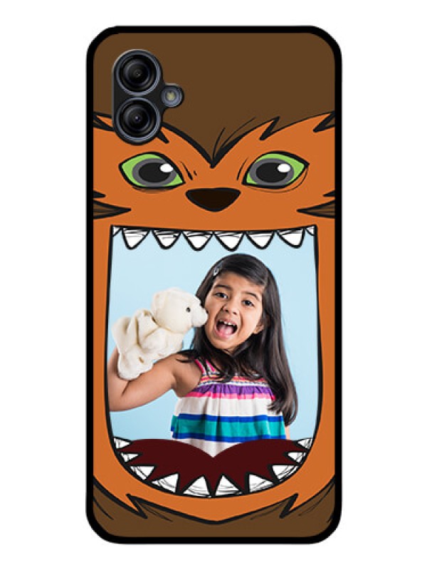 Custom Galaxy A04e Photo Printing on Glass Case - Owl Monster Back Case Design