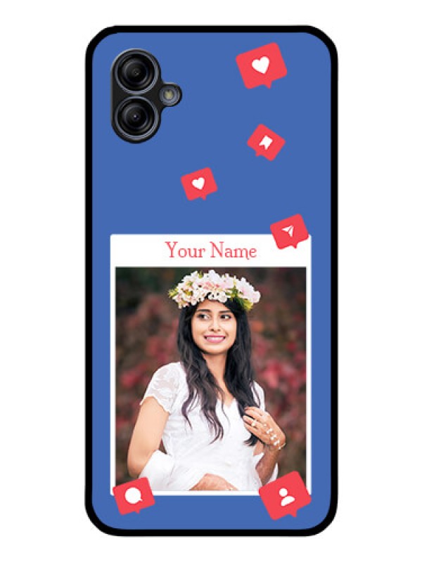 Custom Galaxy A04e Custom Glass Phone Case - Like Share And Comment Design
