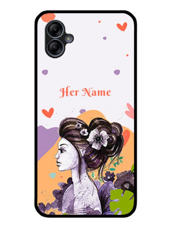 Custom Galaxy A04e Personalized Glass Phone Case - Woman And Nature Design