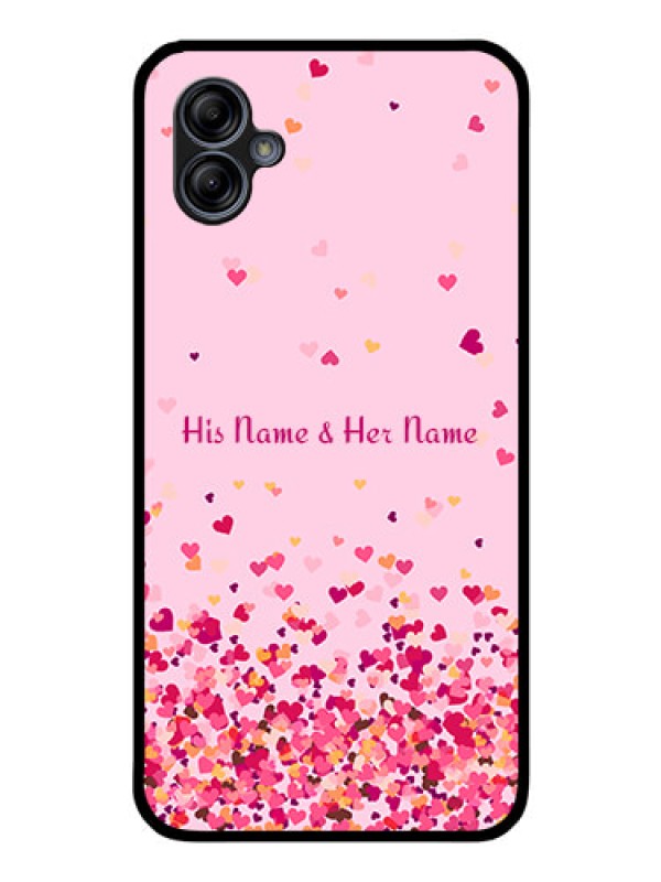 Custom Galaxy A04e Photo Printing on Glass Case - Floating Hearts Design