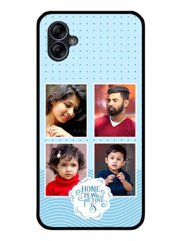 Custom Galaxy A04e Custom Glass Phone Case - Cute love quote with 4 pic upload Design