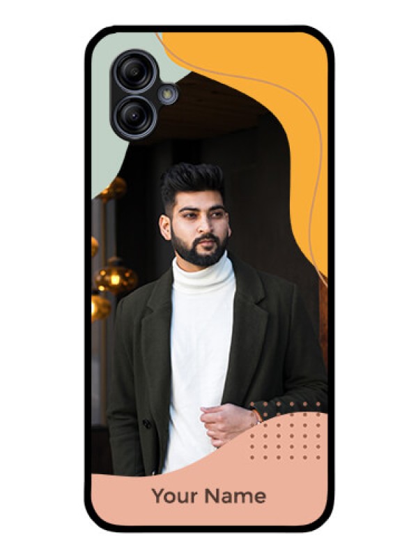 Custom Galaxy A04e Personalized Glass Phone Case - Tri-coloured overlay design