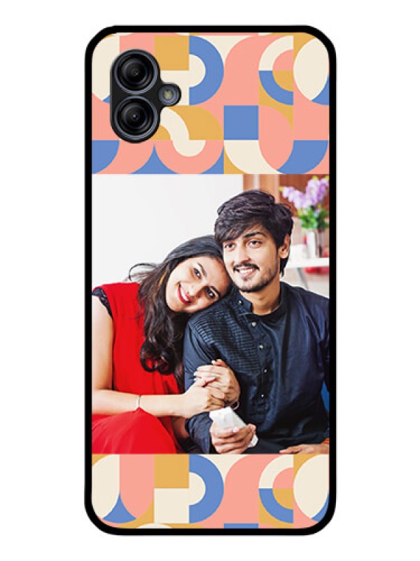 Custom Galaxy A04e Photo Printing on Glass Case - Semi-circle Maze Pattern Design