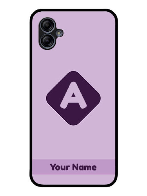 Custom Galaxy A04e Custom Glass Mobile Case - Custom Letter in curved badge Design
