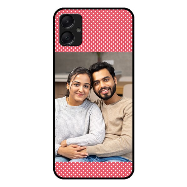 Galaxy A05 Custom Glass Phone Case - White Dotted Design Galaxy A05 Custom Glass Phone Case - White Dotted Design
