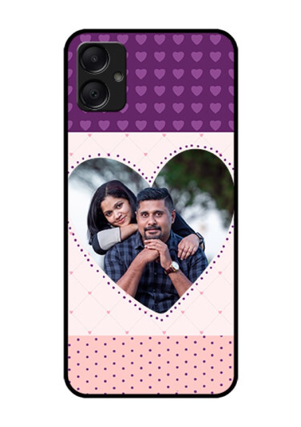 Galaxy A05 Custom Glass Phone Case - Violet Love Dots Design